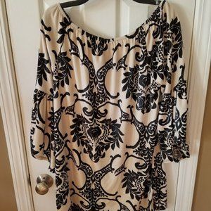 Soft Womens Tunic Top Dress perfect for leggings tan & black 2XL bell sleeve